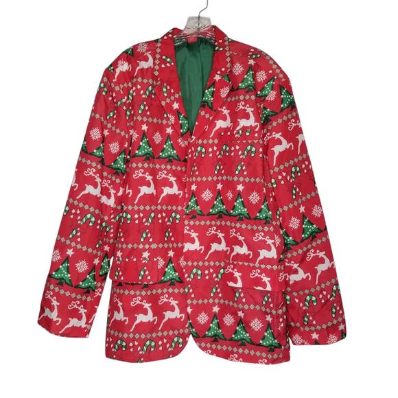 Dec. 25th Other - Dec. 25th Christmas Blazer Novelty Reindeer Tree Candy Canes Holiday Party XL
